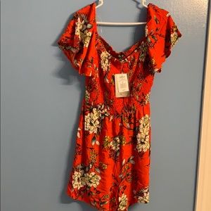 Orange floral XL short romper Lily Rose NWT
